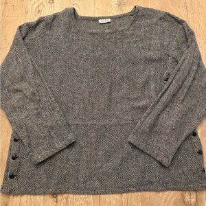 Toofan 100% Cotton‎ Button Side Top Tunic Black / White Boho Casual Size L